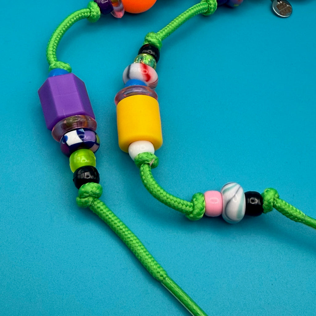 Assorted Glass and Plastic Beaded Green Paracord Bag Charm