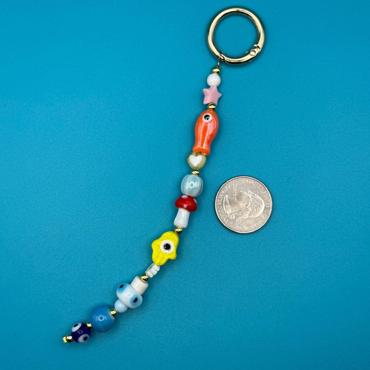 Colorful Glass Beaded -  vintage keychain vintage charms for bag nostalgia vintage keychains y2k collectible - Bag Crap