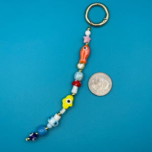 Colorful Glass Beaded -  vintage keychain vintage charms for bag nostalgia vintage keychains y2k collectible - Bag Crap