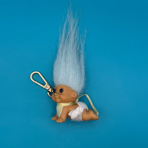 Troll Doll  : White Hair Baby Troll With Gold Hardware - troll charms troll keychains vintage keychain vintage charms for bag nostalgia vintage keychains y2k collectible - Bag Crap