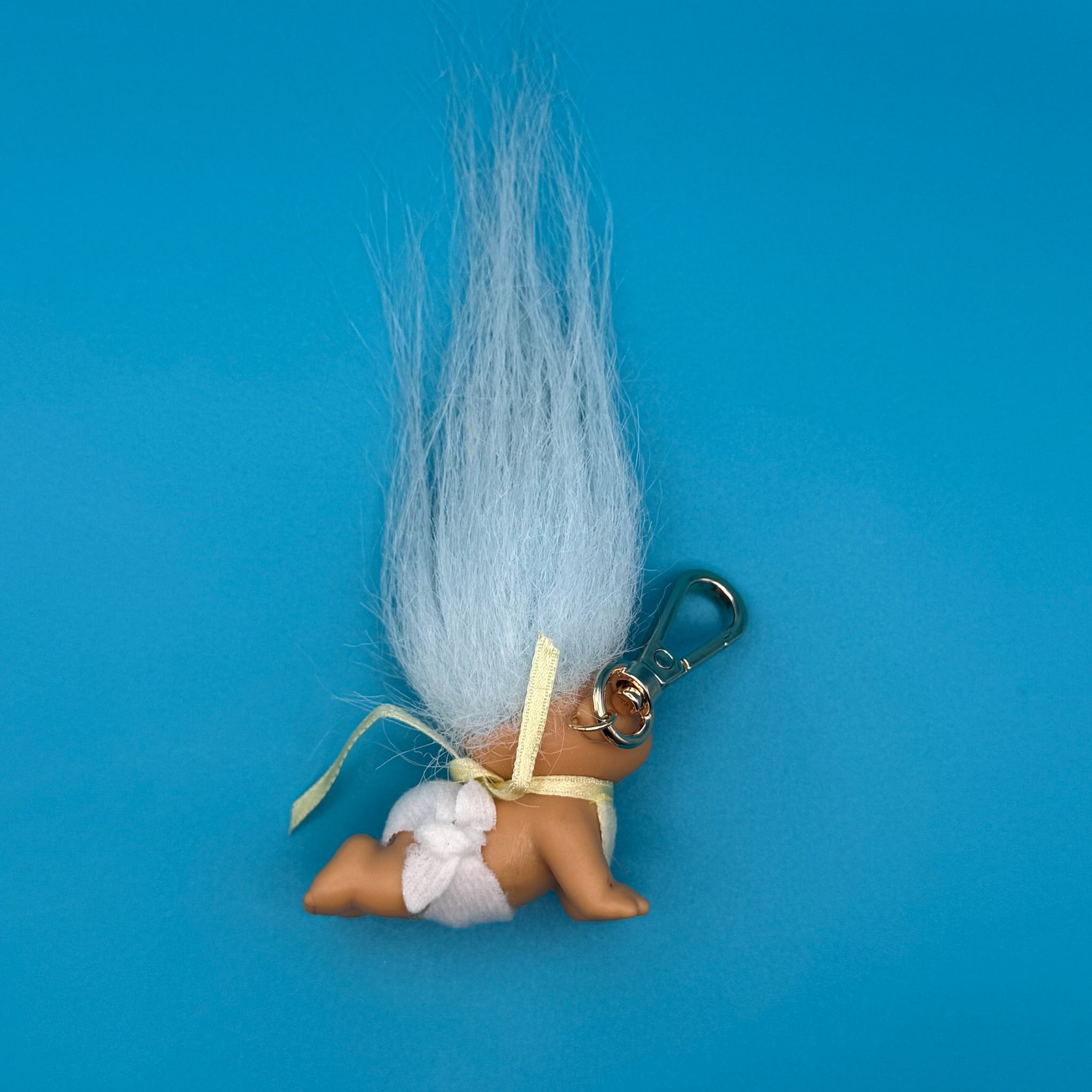 Troll Doll  : White Hair Baby Troll With Gold Hardware - troll charms troll keychains vintage keychain vintage charms for bag nostalgia vintage keychains y2k collectible - Bag Crap