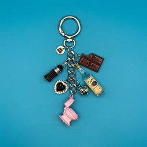 5' SILVER BAG CHARM CHAIN- DIET COKE & TITOS - vintage bag charm chains silver nostalgia vintage y2k vintage keychain vintage charms for bag nostalgia vintage keychains y2k collectible - Bag Crap