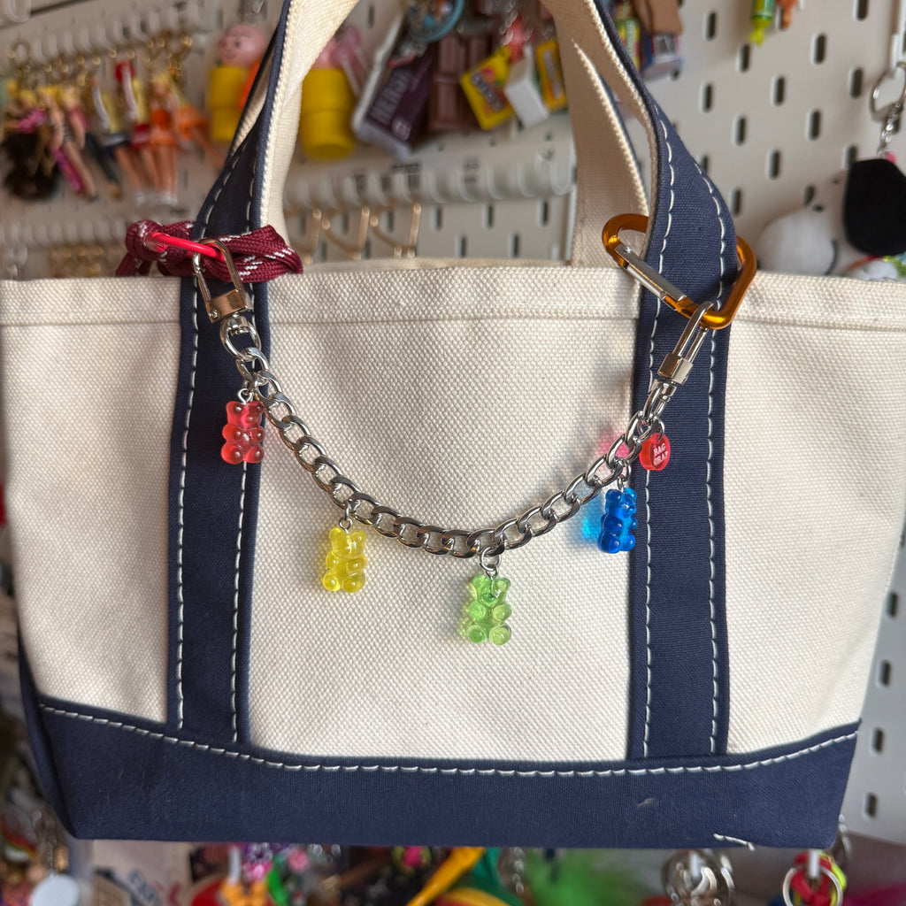 Colorful Gummy Bear Candy Bag Charm Chain - Silver