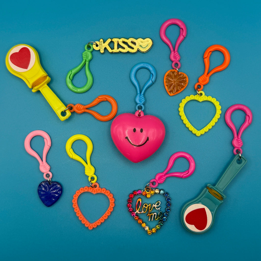 Vintage '80s Neon Heart Valentine Bag Charms