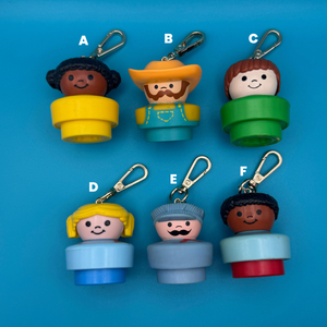 1990s Fisher Price Chunky People  s — Gold Hardware -  vintage keychain vintage charms for bag nostalgia vintage keychains y2k collectible - Bag Crap