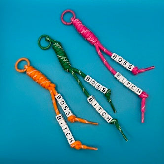 'Boss B*tch' Beaded Paracord s -  vintage keychain vintage charms for bag nostalgia vintage keychains y2k collectible - Bag Crap