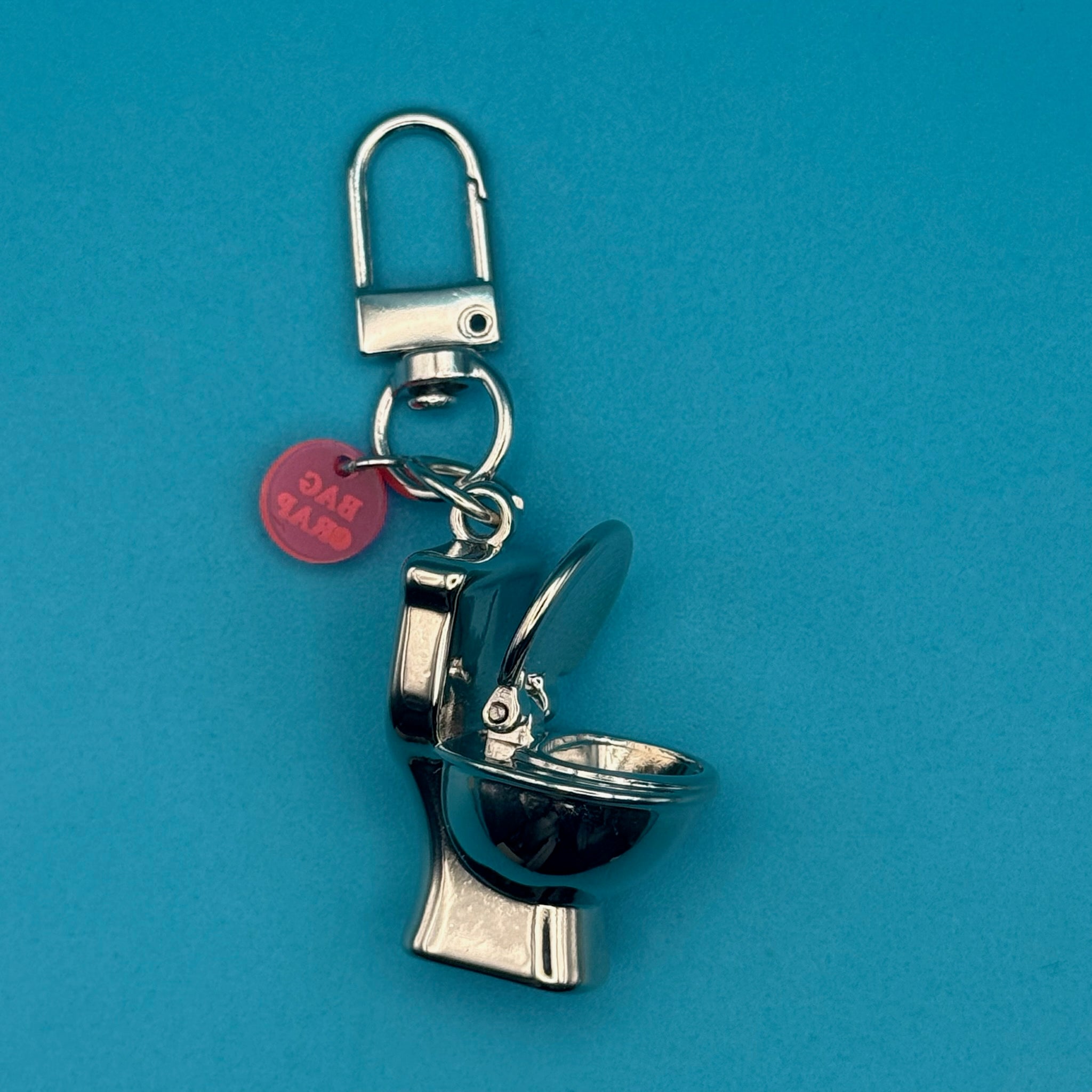 1' Mini Silver Metal Toilet -  vintage keychain vintage charms for bag nostalgia vintage keychains y2k collectible - Bag Crap