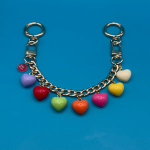 Rainbow Heart Gold   Chain - vintage bag charm chains silver nostalgia vintage y2k vintage keychain vintage charms for bag nostalgia vintage keychains y2k collectible - Bag Crap