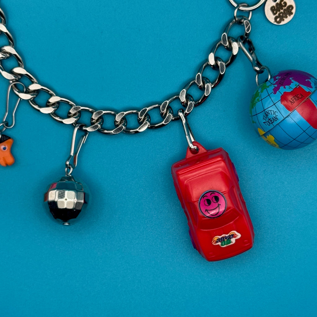Vintage Mini Toy Bag Charm Chain: Pokey & Calculator