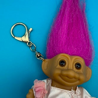 4' VTG Troll Doll  : Magenta Hair, Gold Hardware - troll charms troll keychains vintage keychain vintage charms for bag nostalgia vintage keychains y2k collectible - Bag Crap