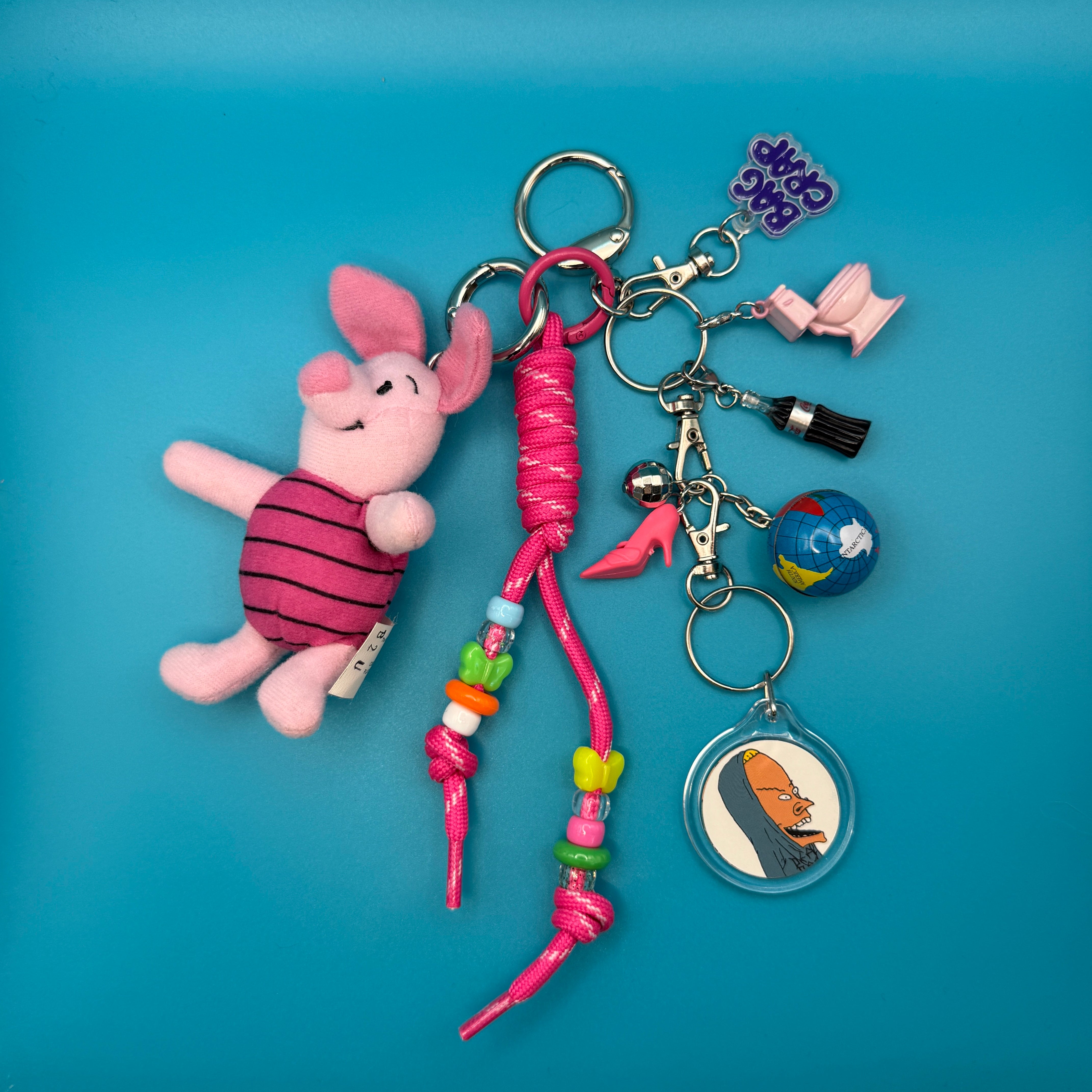 One-of-one VTG Piglet Beavis & Butthead   Pack -  vintage keychain vintage charms for bag nostalgia vintage keychains y2k collectible - Bag Crap