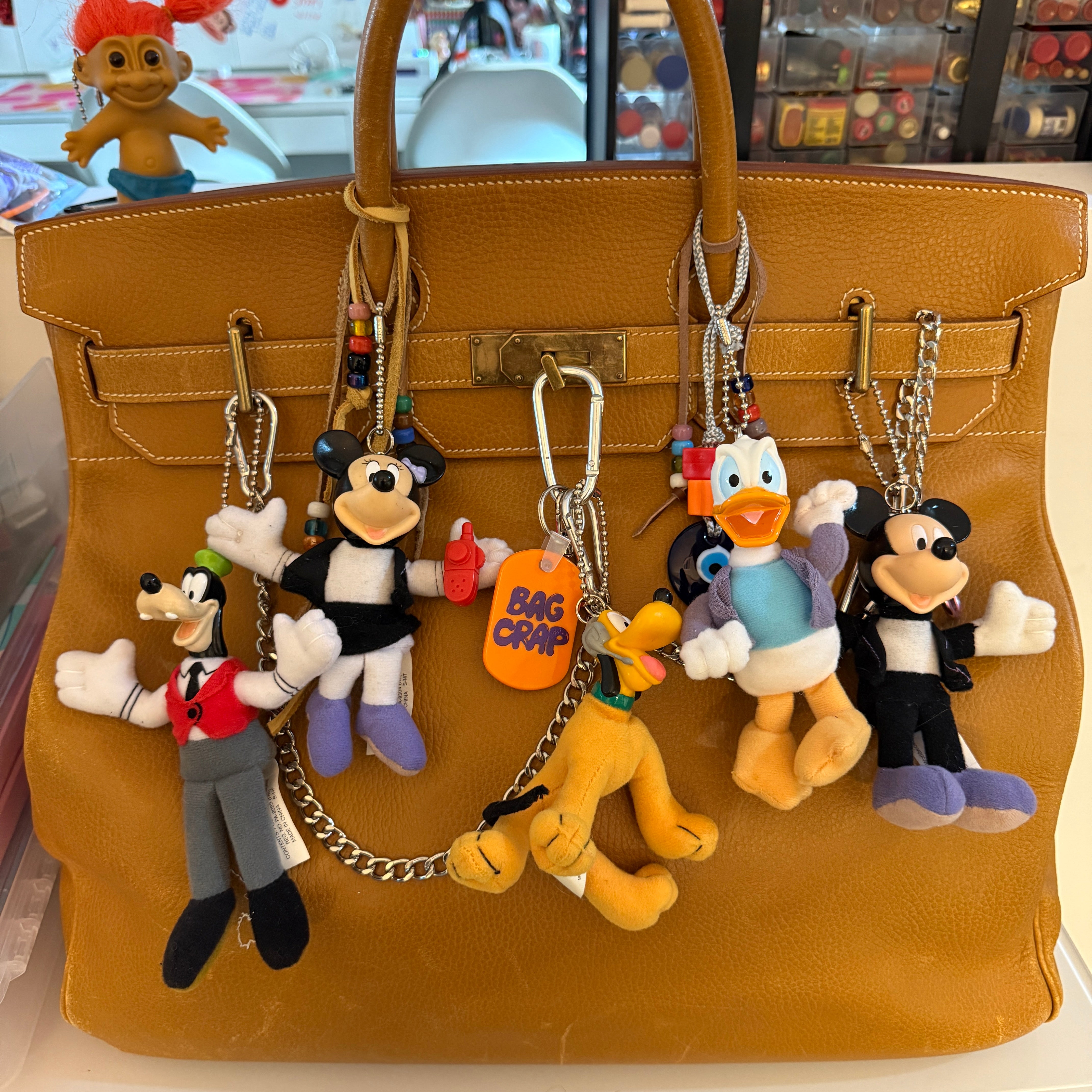 90s Mickey Mouse 5' -  vintage keychain vintage charms for bag nostalgia vintage keychains y2k collectible - Bag Crap