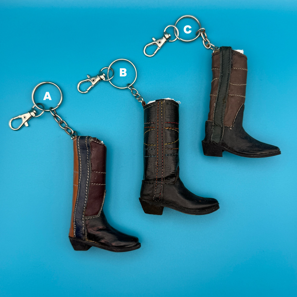 Vintage 100% Leather Cowboy Boot Keychains