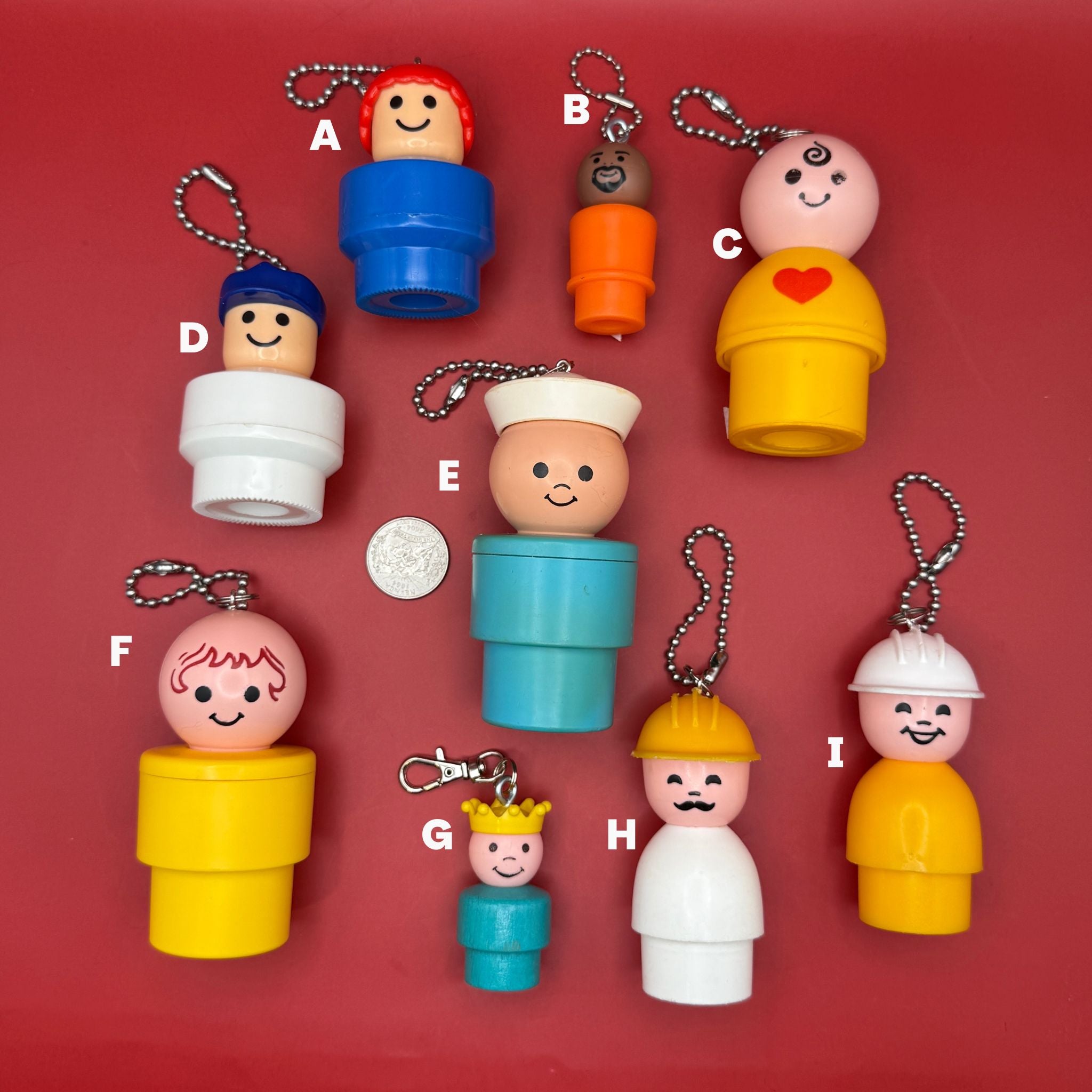 1970's Fisher Price Little People  s -  vintage keychain vintage charms for bag nostalgia vintage keychains y2k collectible - Bag Crap