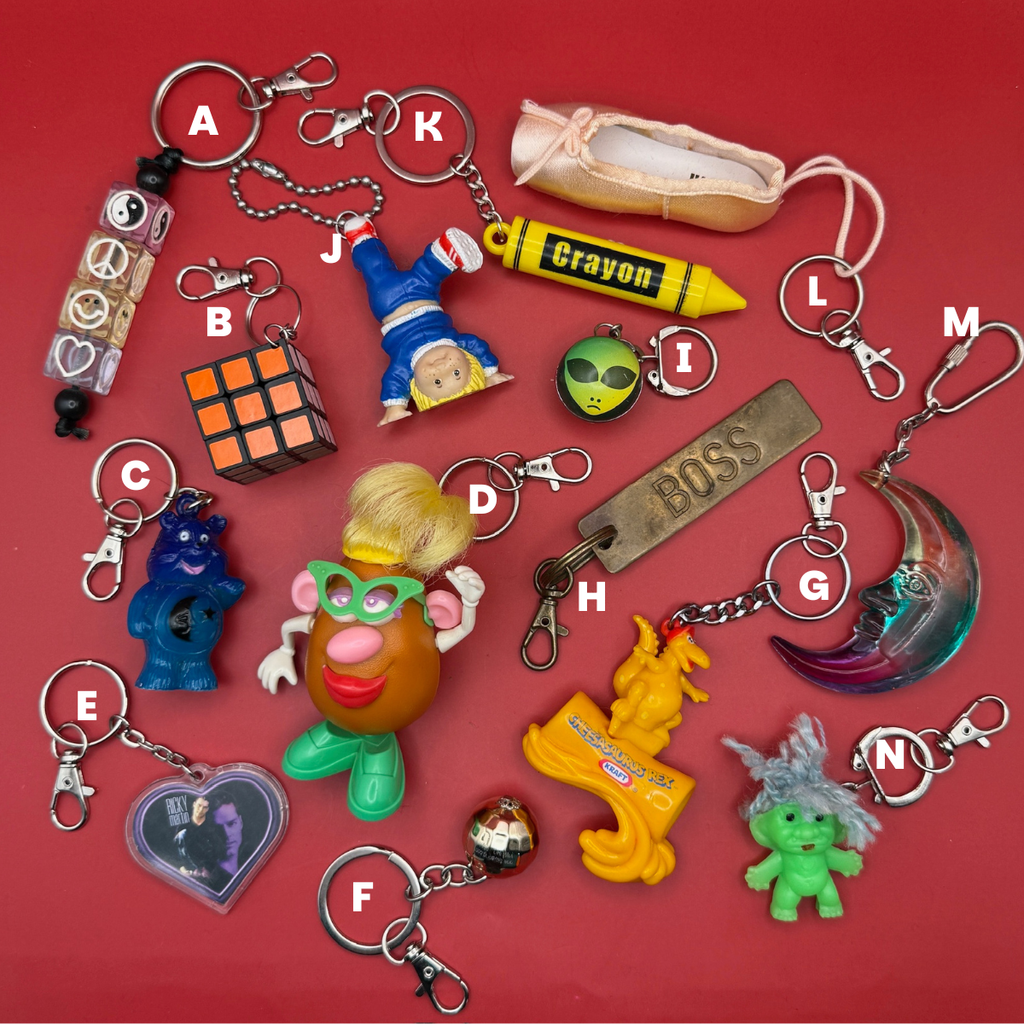 Vintage 1970s-Y2K Keychains— Mrs. Potato Head, Cabbage Patch Kids