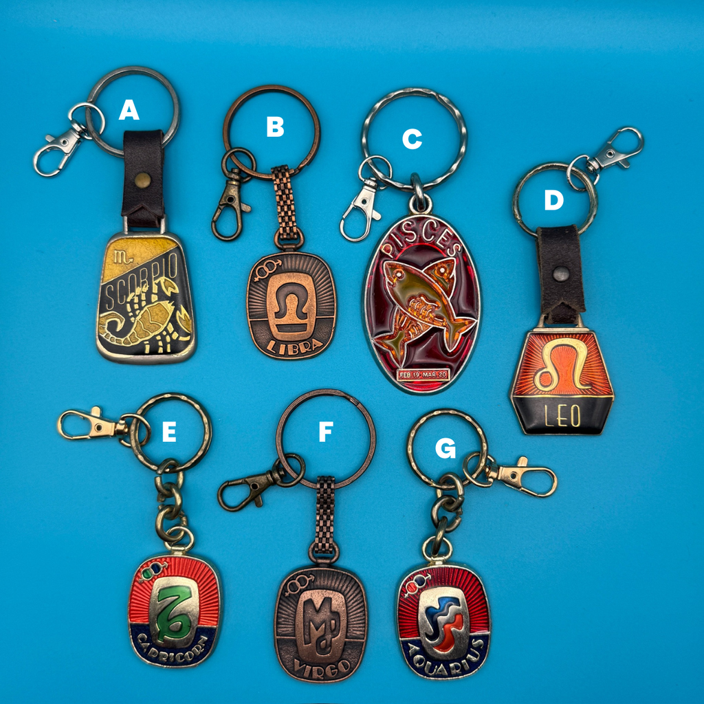 Vintage 70s-80s Metal Zodiac Sign Bag Charms —  Scorpio, Leo, Libra