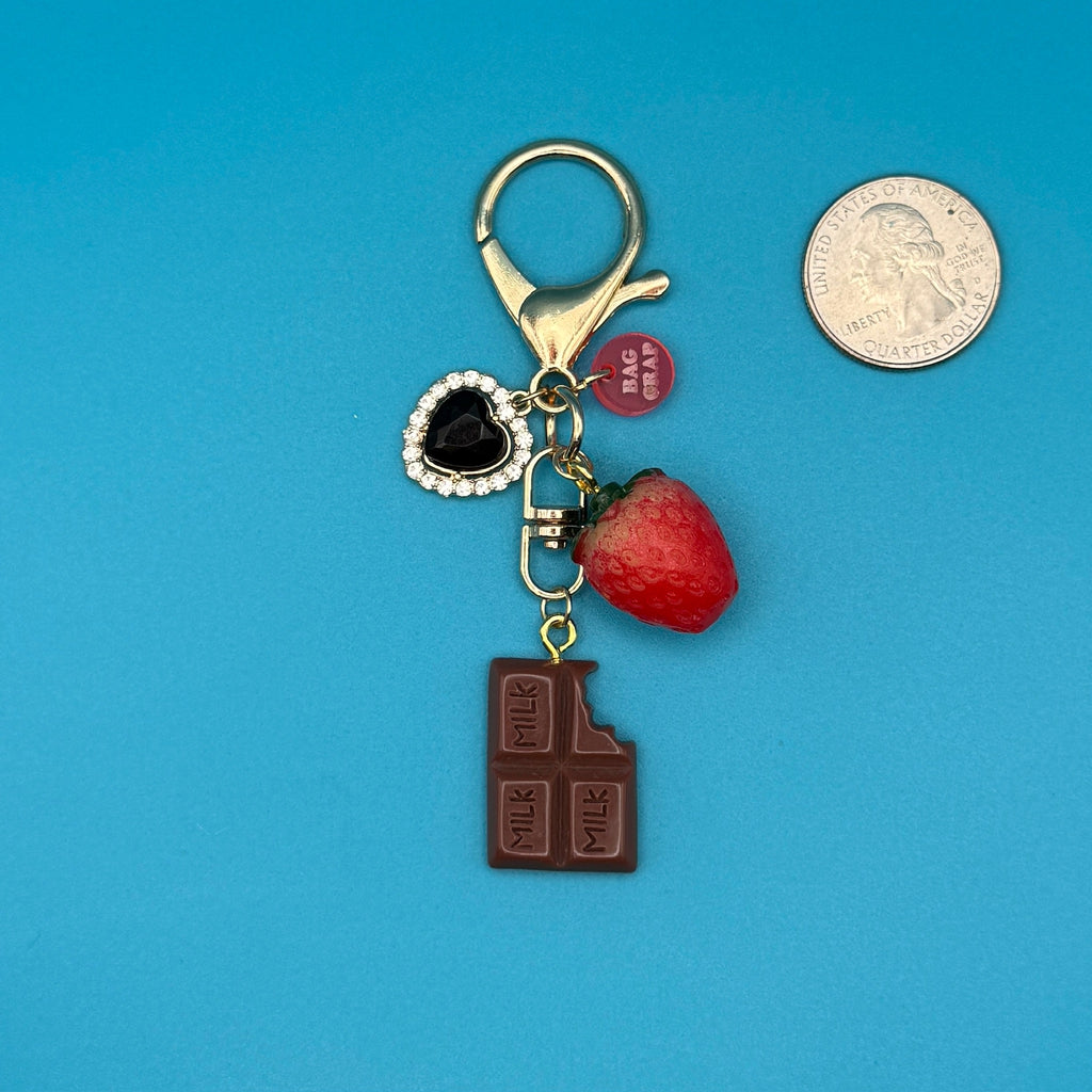 Mini Strawberry & Chocolate Gold Bag Charm