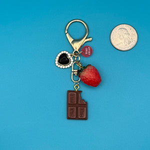 Mini Strawberry & Chocolate Gold - vintage bag charm packs nostalgia vintage y2k vintage keychain vintage charms for bag nostalgia vintage keychains y2k collectible - Bag Crap