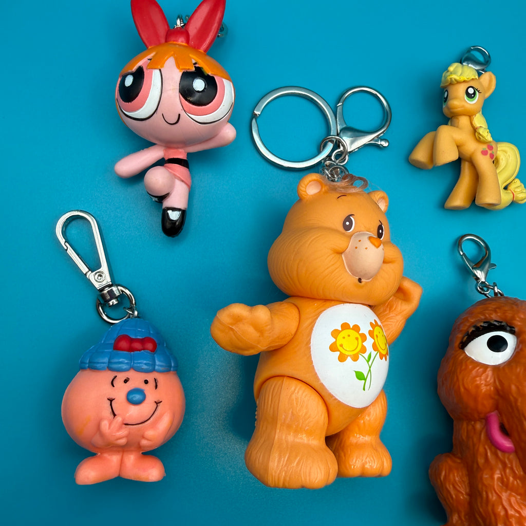 Vintage 1980s-Y2K Orange Toy Bag Charm Keychain Collection