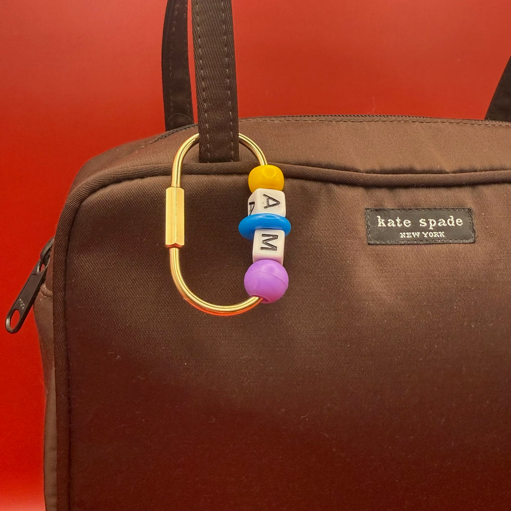 Custom Personalized Beaded Gold Bag Charm Clip