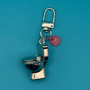 1' Mini Silver Metal Toilet -  vintage keychain vintage charms for bag nostalgia vintage keychains y2k collectible - Bag Crap