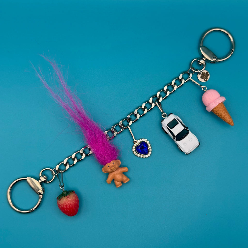 Vintage Pink Ice Cream + Mini Troll Bag Charm Chain