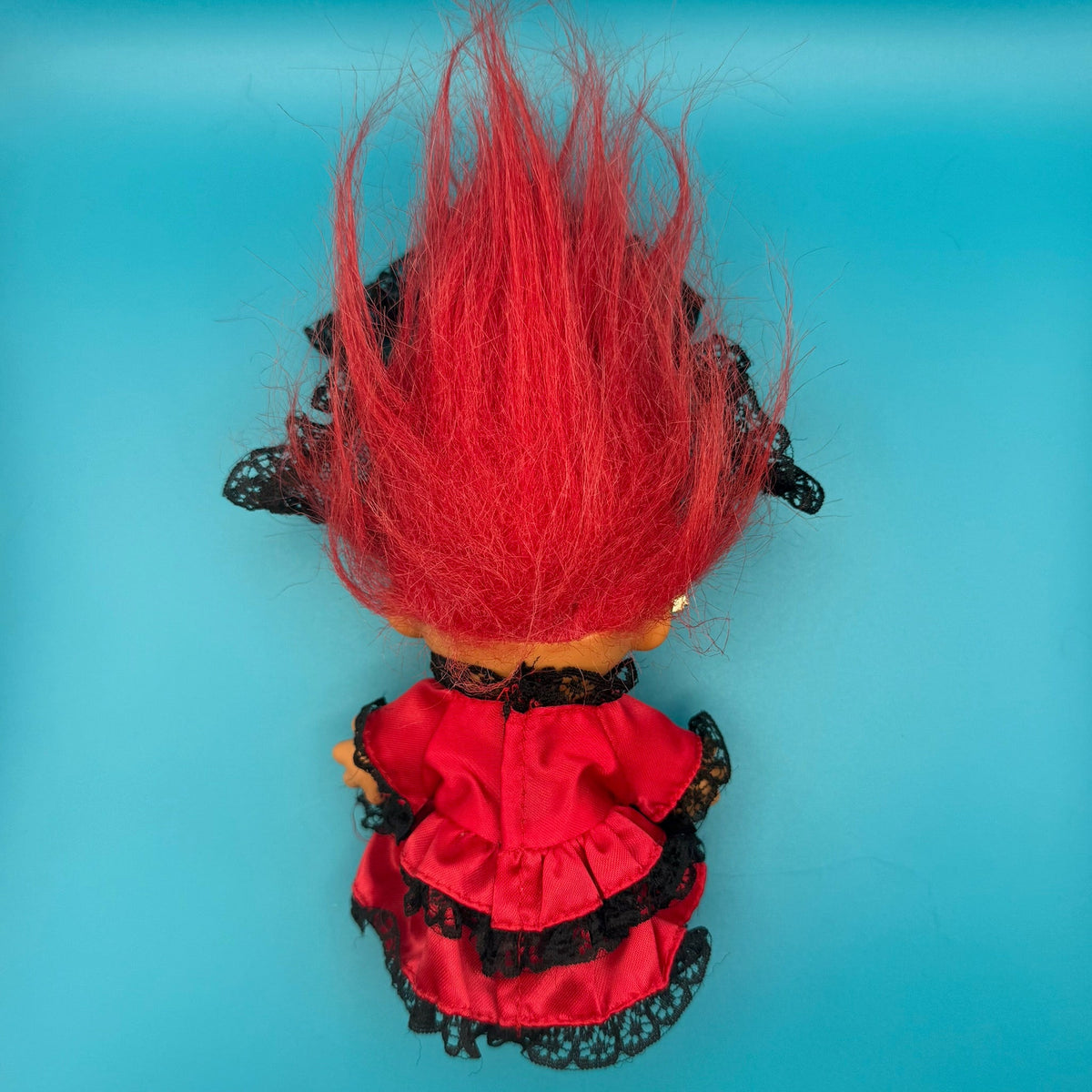 Troll Doll  : Red Hair and Red Lacey Dress - troll charms troll keychains vintage keychain vintage charms for bag nostalgia vintage keychains y2k collectible - Bag Crap