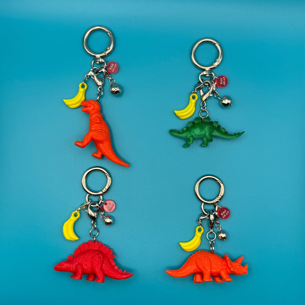 Mini Disco Banana Dinosaur Bag Charm Keychain Sets