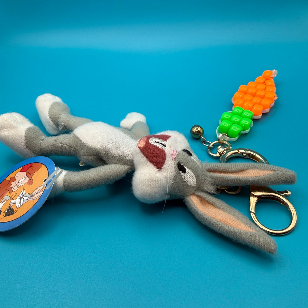 Vintage Y2K Bugs Bunny Beaded Carrot Bag Charm Keychain Pack