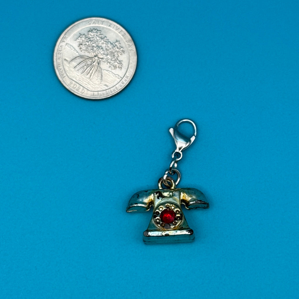 Turquoise & Ruby Red Vintage Bag Charms & Keychain Drop