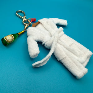 Miniature Bathrobe + Champagne   Set -  vintage keychain vintage charms for bag nostalgia vintage keychains y2k collectible - Bag Crap