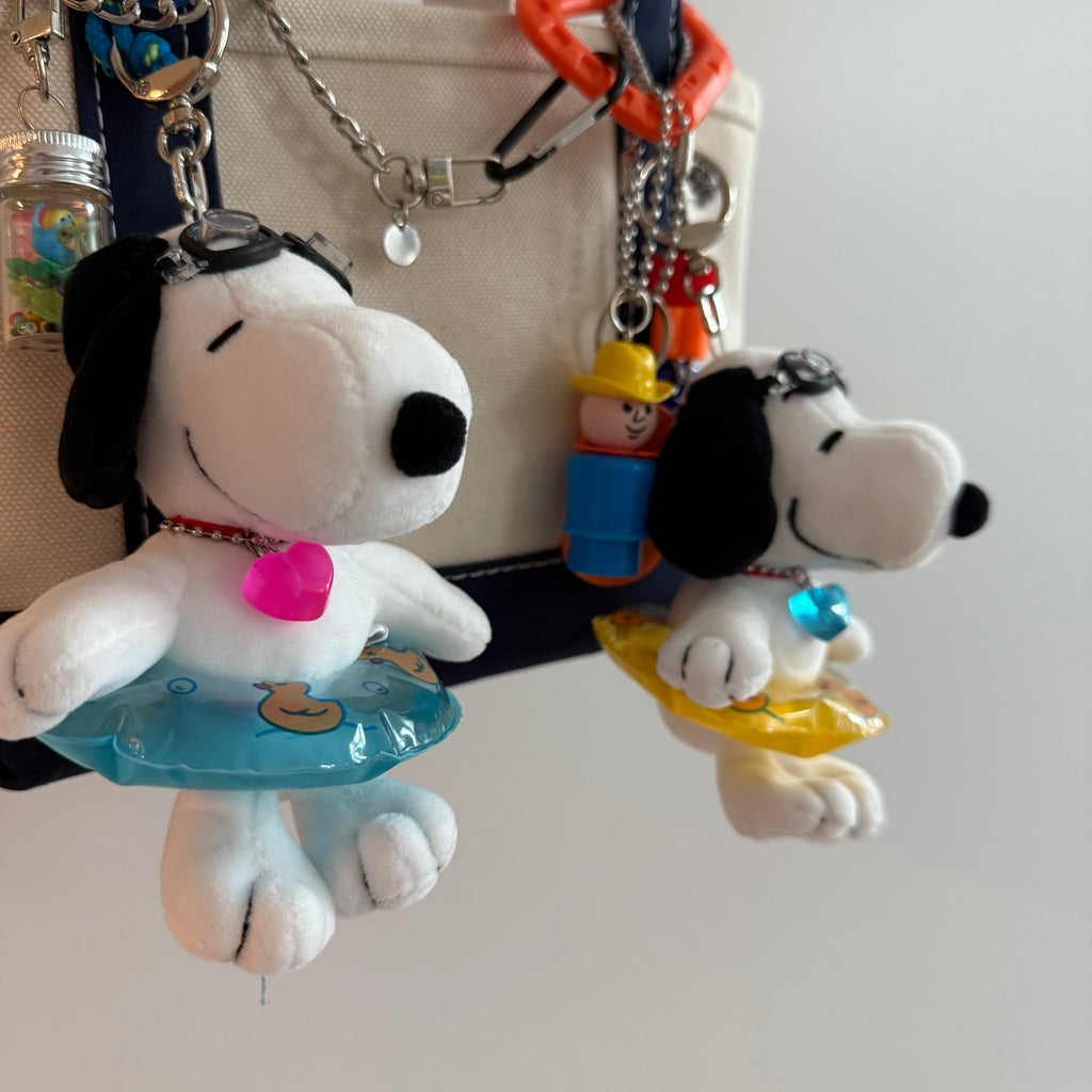 6” Snoopy Plushie Bag Charm with Yellow Pool Float & Goggles