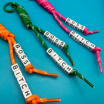 'Boss B*tch' Beaded Paracord s -  vintage keychain vintage charms for bag nostalgia vintage keychains y2k collectible - Bag Crap