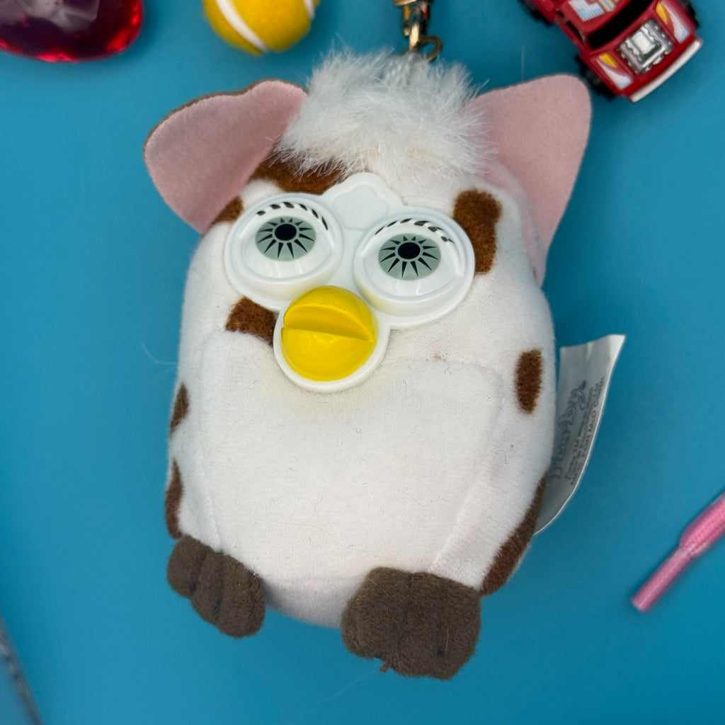 Vintage Y2K Cow Print Furby Plush Gold Bag Charm Pack