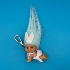 Troll Doll  : Light Blue Hair Bunny Baby Troll - troll charms troll keychains vintage keychain vintage charms for bag nostalgia vintage keychains y2k collectible - Bag Crap