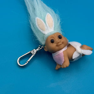 Troll Doll  : Light Blue Hair Bunny Baby Troll - troll charms troll keychains vintage keychain vintage charms for bag nostalgia vintage keychains y2k collectible - Bag Crap