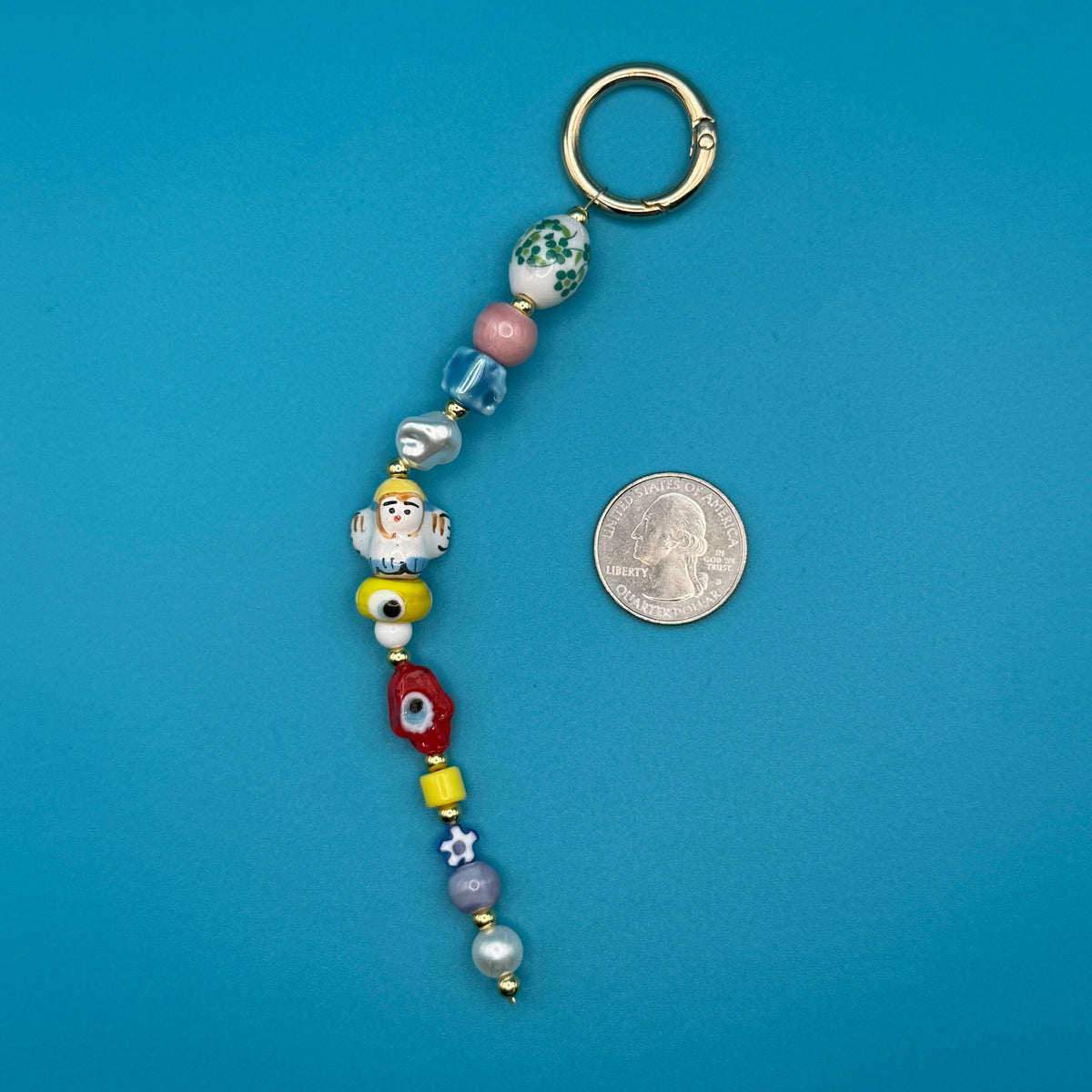 Colorful Evil Eye Glass Beaded -  vintage keychain vintage charms for bag nostalgia vintage keychains y2k collectible - Bag Crap
