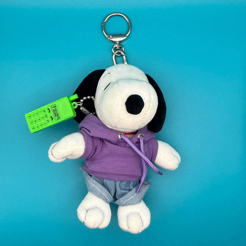 Purple Hoodie & Cellphone Snoopy Plush Bag Charm