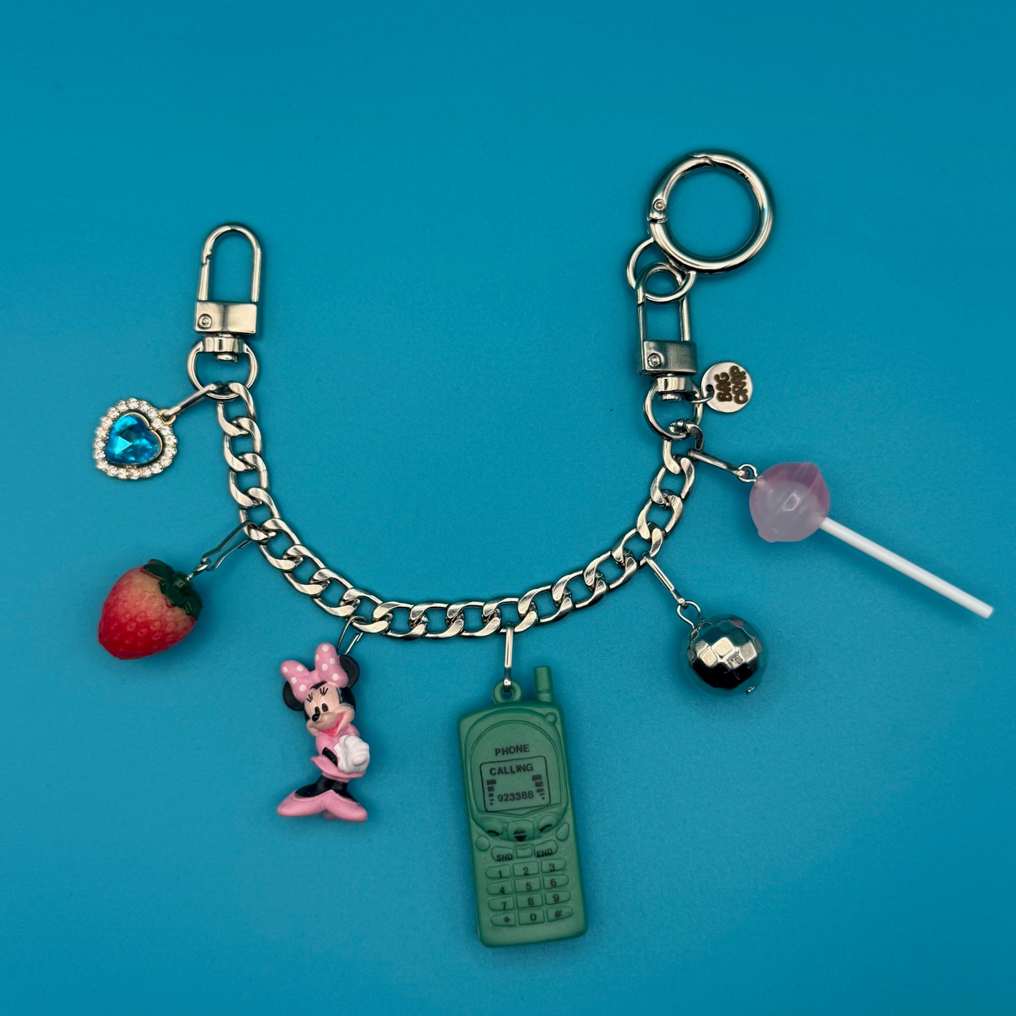 Minnie Mouse Cell Phone   Chain - vintage bag charm chains silver nostalgia vintage y2k vintage keychain vintage charms for bag nostalgia vintage keychains y2k collectible - Bag Crap