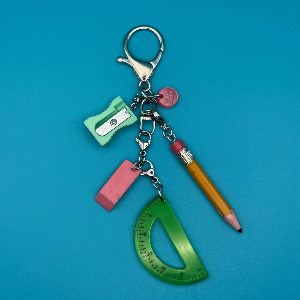 Mini School Supplies Trinket Bag Charm Set