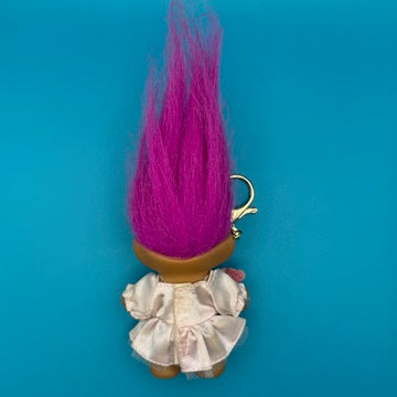 4' VTG Troll Doll  : Magenta Hair, Gold Hardware - troll charms troll keychains vintage keychain vintage charms for bag nostalgia vintage keychains y2k collectible - Bag Crap