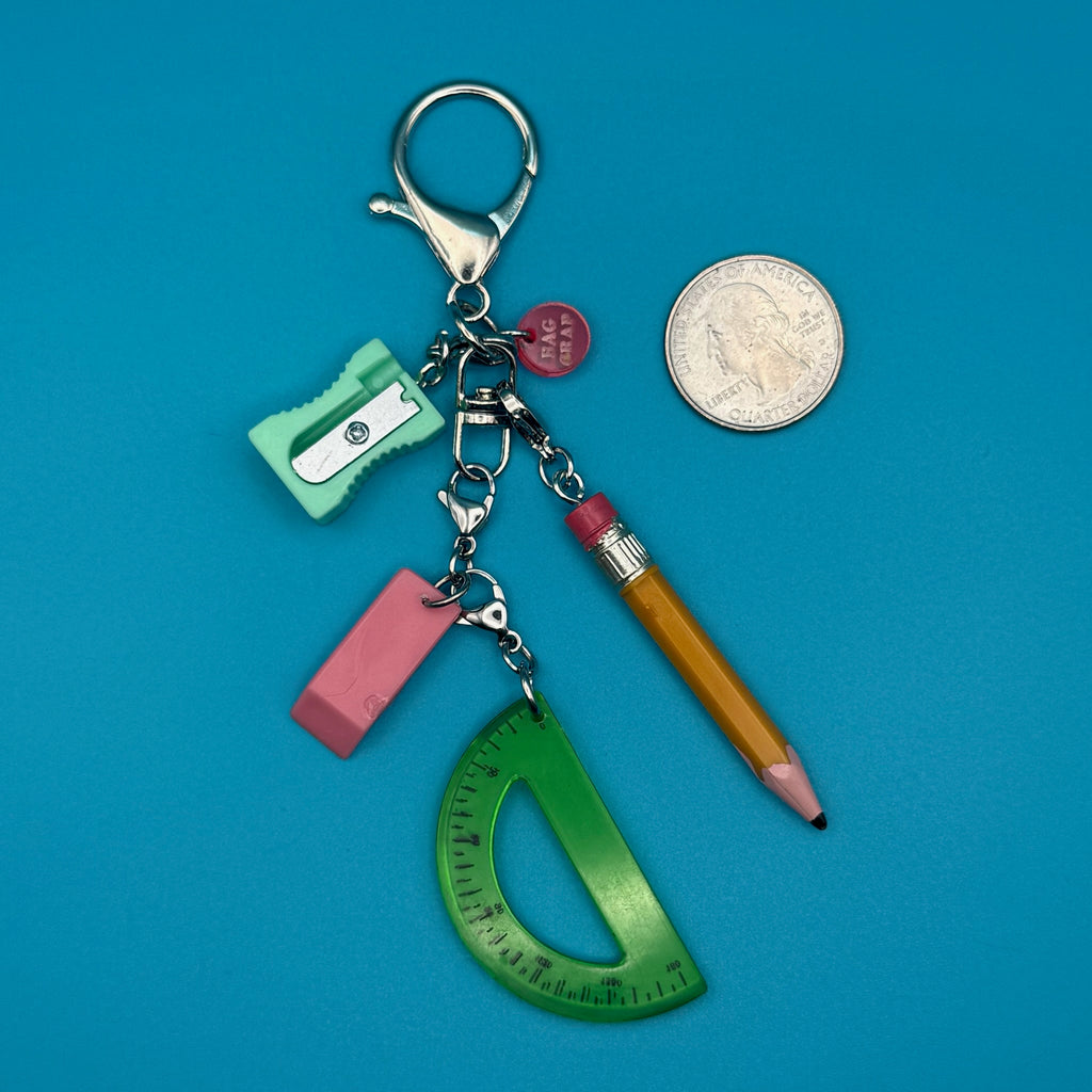 Mini School Supplies Trinket Bag Charm Set