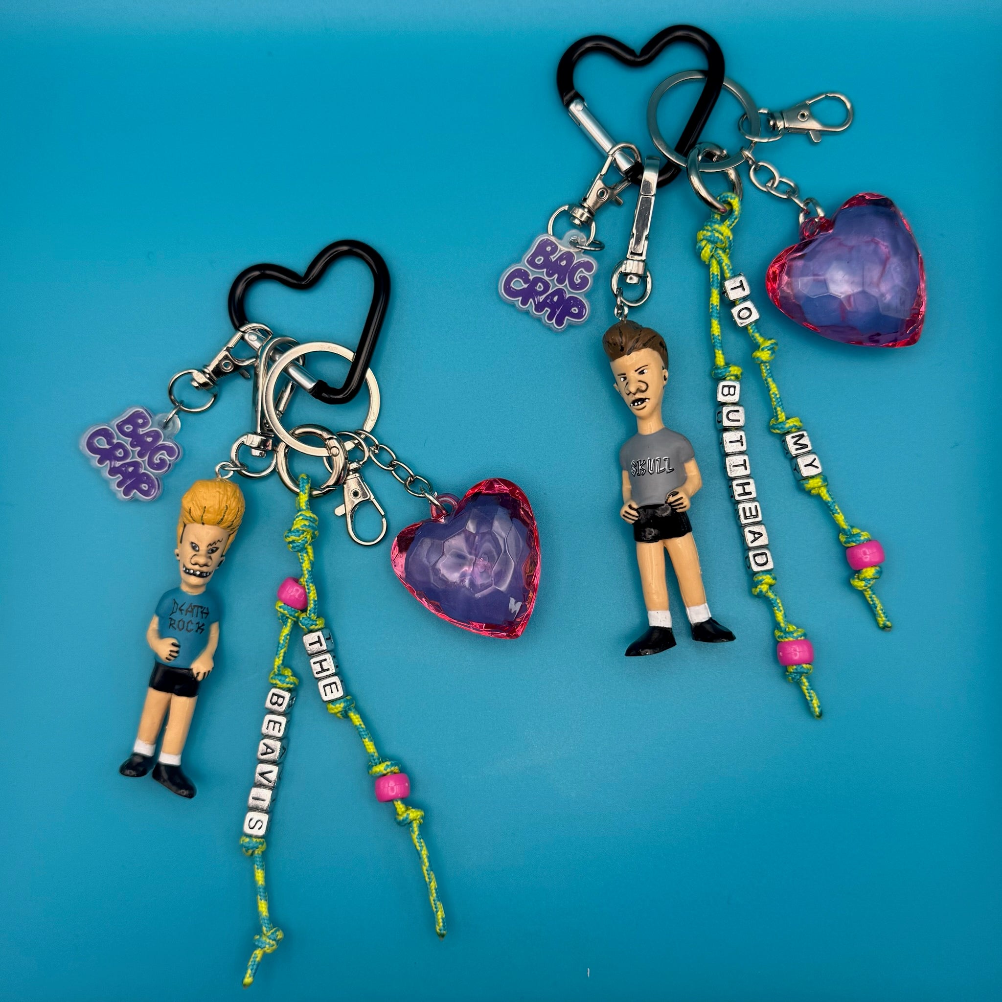 2 Pc Set: 'You're the Beavis to my Butthead' VTG  s - vintage bag charm packs nostalgia vintage y2k vintage keychain vintage charms for bag nostalgia vintage keychains y2k collectible - Bag Crap