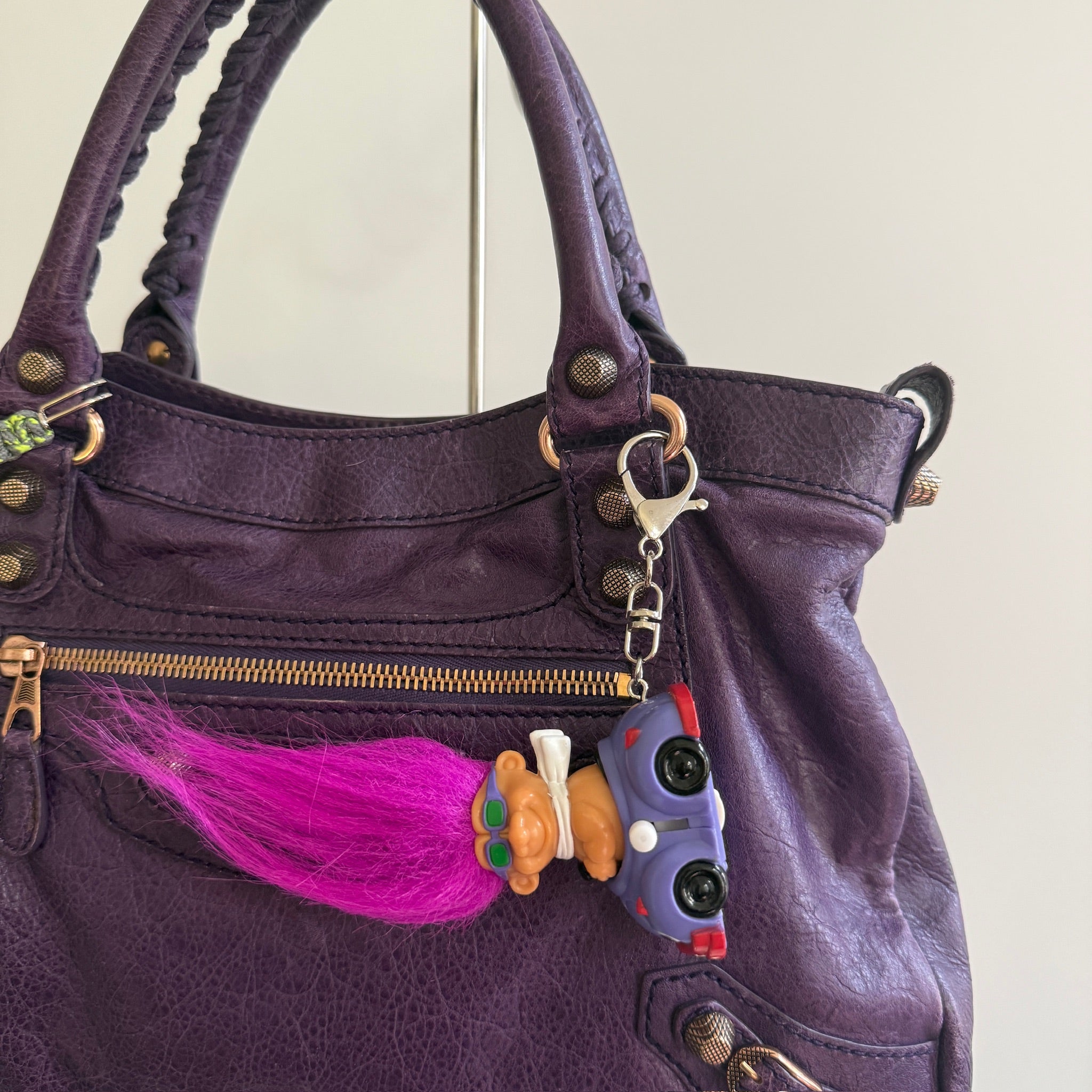 VTG Wind-Up Troll Doll  : Magenta Hair, Silver - troll charms troll keychains vintage keychain vintage charms for bag nostalgia vintage keychains y2k collectible - Bag Crap