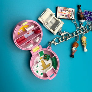 Clueless Polly Pocket Retro   with Pink Compact - vintage bag charm chains silver nostalgia vintage y2k vintage keychain vintage charms for bag nostalgia vintage keychains y2k collectible - Bag Crap