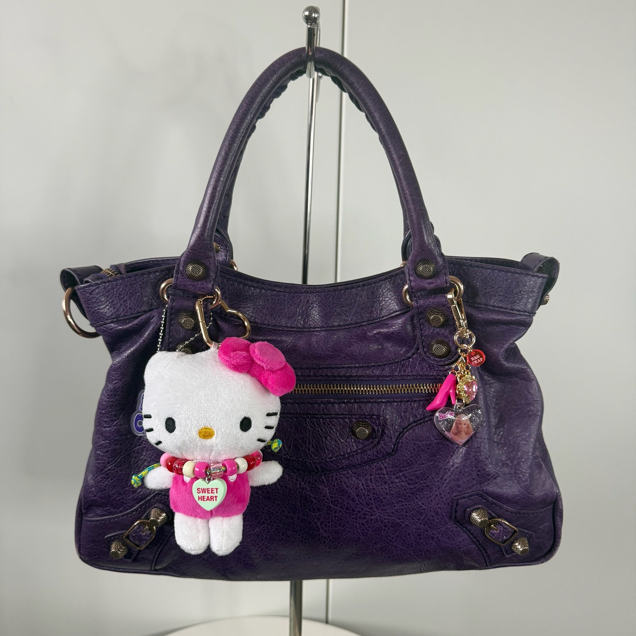 Hello Kitty Plush     - Gold Hardware - hello kitty sanrio japan kawaii rare vintage keychain vintage charms for bag nostalgia vintage keychains y2k collectible - Bag Crap