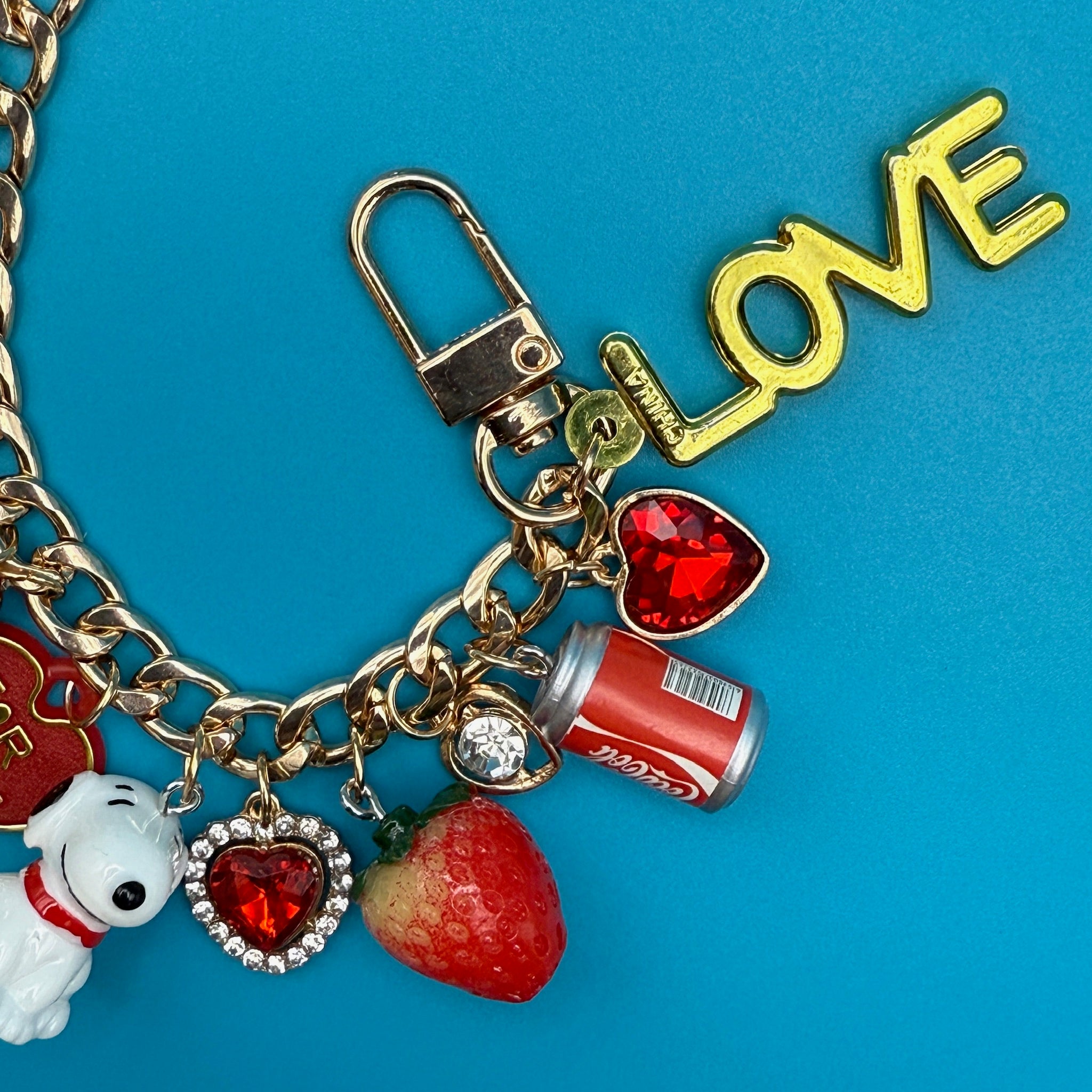 One-of-One Ultimate Valentine Gold   Chain - vintage bag charm chains silver nostalgia vintage y2k vintage keychain vintage charms for bag nostalgia vintage keychains y2k collectible - Bag Crap