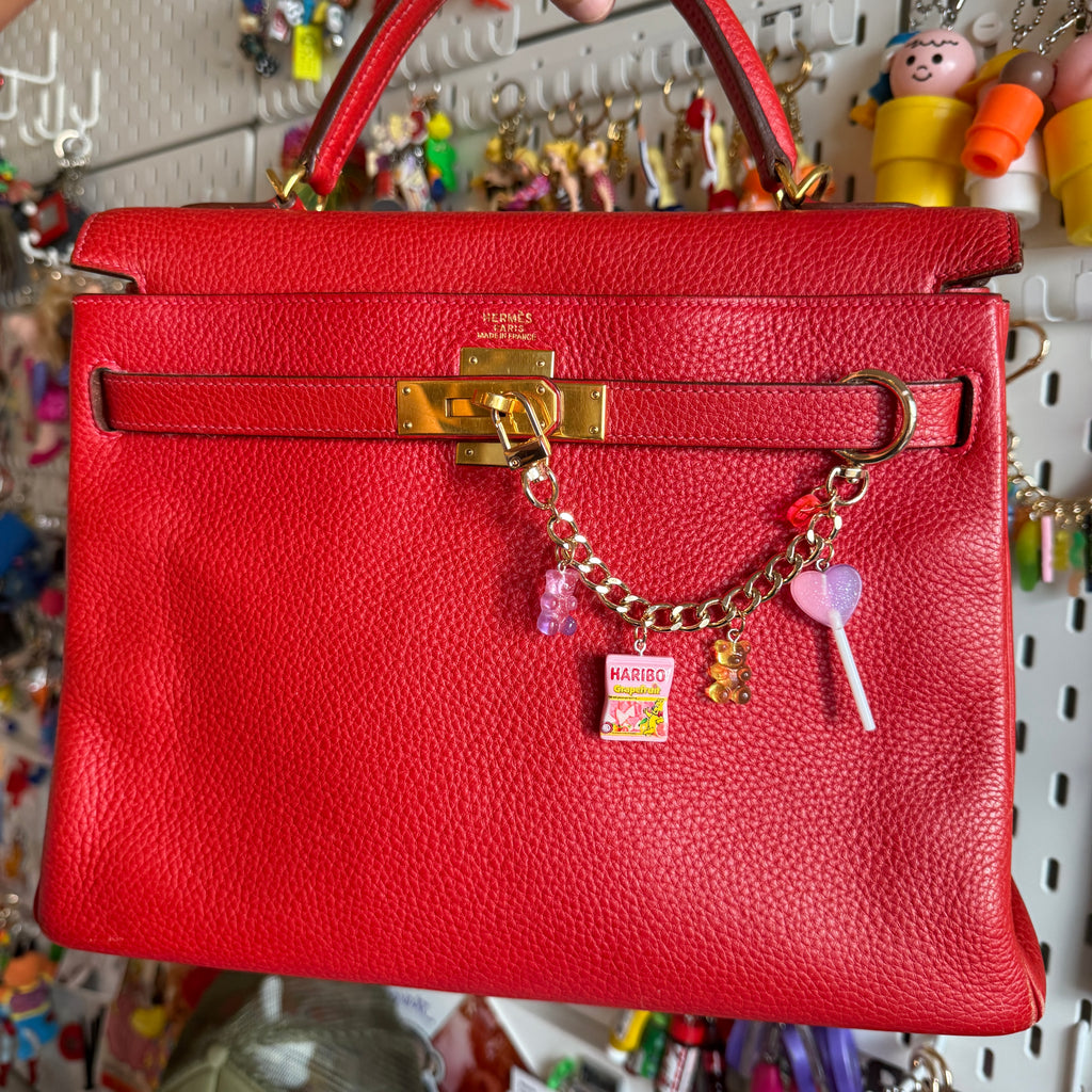 Pink & Purple Candy Bag Charm Chain - Gold