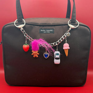 Pink Ice Cream + Mini Troll   Chain - troll charms troll keychains vintage keychain vintage charms for bag nostalgia vintage keychains y2k collectible - Bag Crap