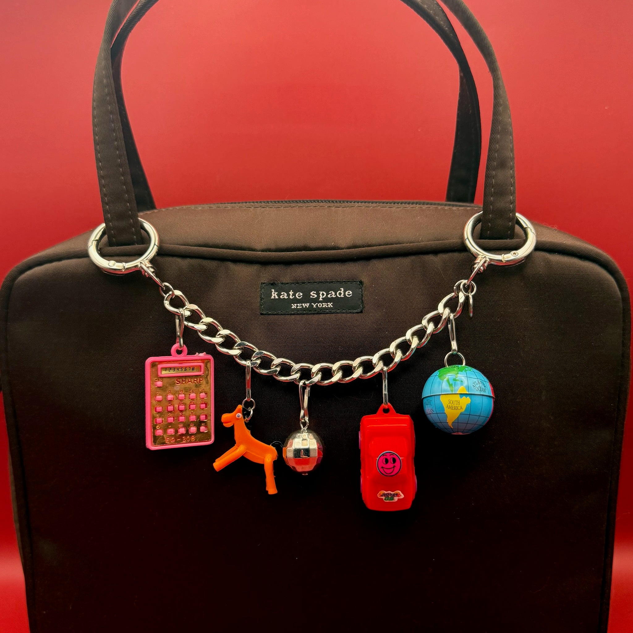 Mini Toy   Chain: Pokey & Calculator - vintage bag charm chains silver nostalgia vintage y2k vintage keychain vintage charms for bag nostalgia vintage keychains y2k collectible - Bag Crap